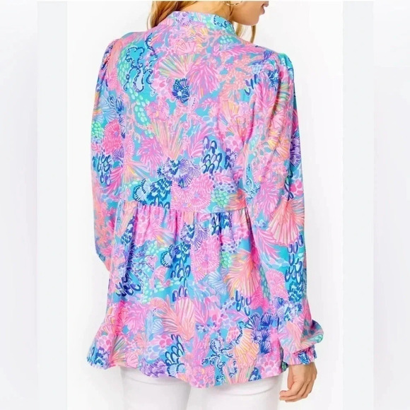 Lilly Pulitzer WIONA  top XS,ocean scene,colorful all over print,coastal,EC - Picture 2 of 11